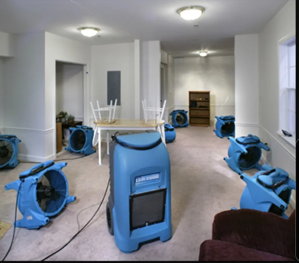 Air movers and dehumidifier setup for Water Extraction & Removal in Citrus